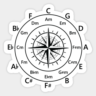 Circle of Fifths Old Compass Style Light Theme Sticker